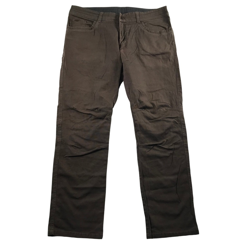 Kuhl Rydr Mens 38x32 Brown Cotton Spandex Articulated Knee Hiking Work Pants